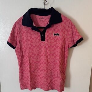 Coach Kids Polo Shirt in Pink and Navy